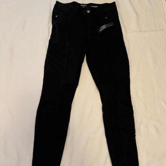 Bebe Heartbreaker Dayne Seamed Skinny Jeans Florence Wash/Black NWT - Picture 1 of 6